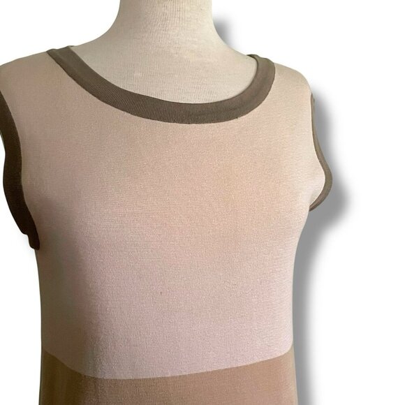 Weekend Max Mara Womens Dress Sz Medium Taupe Colorblock Cotton Knit Luxury - Picture 5 of 9